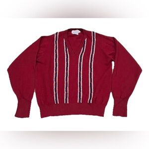 VTG Berk Burlington by Ballantyne Red 100% Cashmere V-Neck Sweater MEASUREMENTS